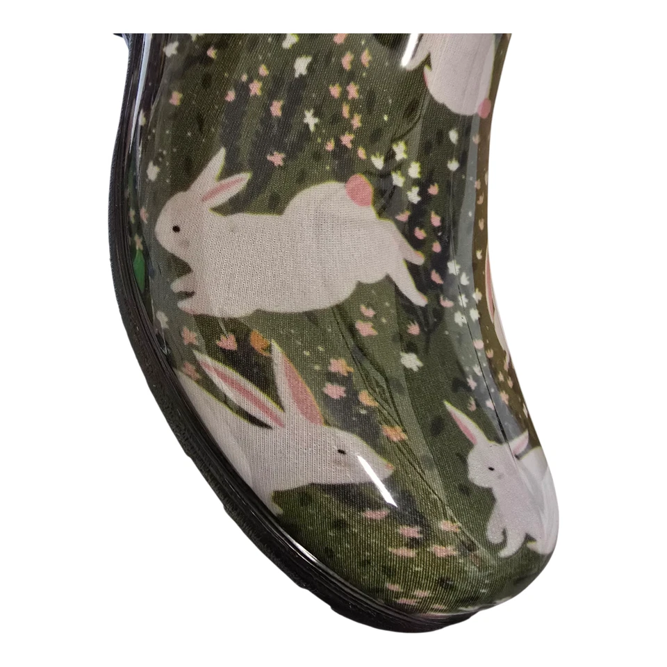 Sloggers Waterproof Slip On Garden Shoes Made in USA Green w/ Rabbits Wm Size 6 - Image 2 of 4