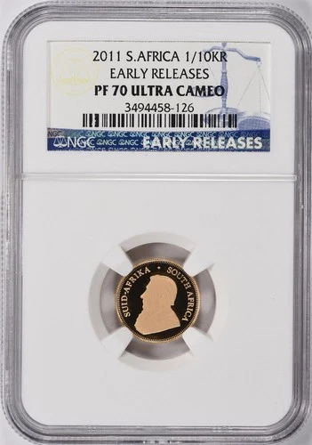 2011 South Africa • 1/10 Ozt Gold Krugerrand • NGC PF70 UC • Early Releases