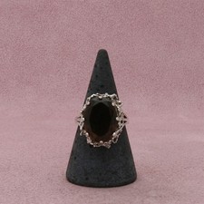 sterling silver vintage oval-cut smoky quartz ring size 8.5