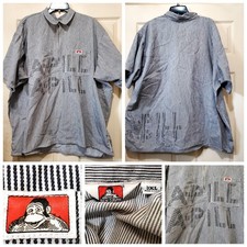 Ben Davis Shirt Mens 3XL Black White Railroad Stripe Half Zip USA Workwear Logo