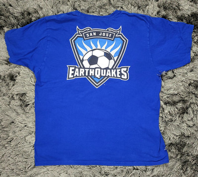 San Jose Earthquakes Shirt Mens XL Blue MLS Soccer Adidas Futbol Logo Go To Tee