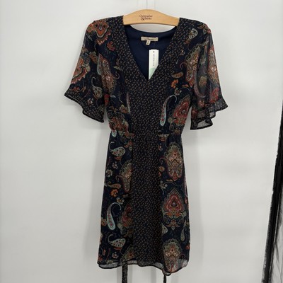 Serien From Stitch Fix Taylor Paisley Damask Dress Wrap Tie V Neck NWT Size Med