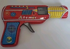 Vintage Tin Lithograph "Atomic" Space Ray Gun Toy Made in Japan Circa 1950s 70s 