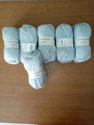 Lot de 6 pelotes de laine alpaga marque phildar neuves* gris pale givre - Photo 1/4