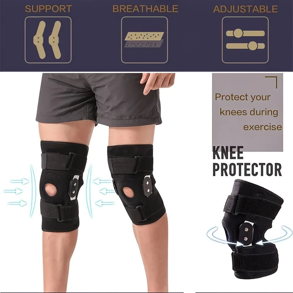 Rodillera Ajustable Material Nylon Diseño Rótula Abierta y Doble Metal Estabilizador Foto 4 de 4