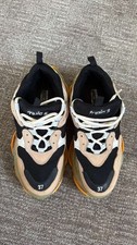Balenciaga Triple S Clear Sole Sneaker Beige Black Yellow Size 7 US / 37 EU