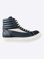 Rick Owens Black & White Leather Vintage High Top Sneakers