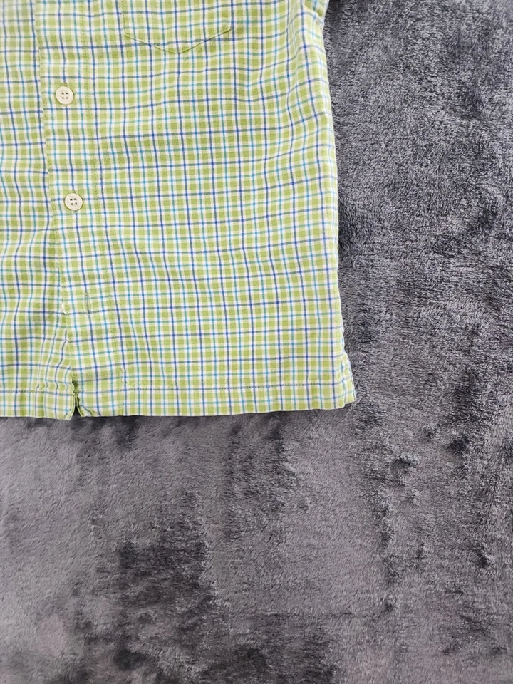 Camisa de vestir formal a cuadros verde con botones de manga corta Arizona para niños talla mediana Foto 2 de 4