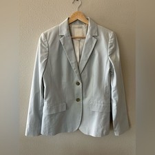 J Crew Suit Jacket Soft Grey Silver Double Breasted Blazer Size 6