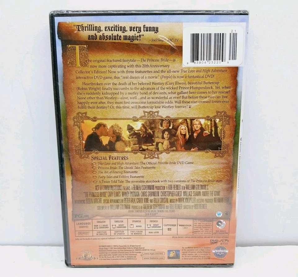 The Princess Bride (DVD) 25th Anniversary Collector's Edition (New Sealed) - Image 2 of 2