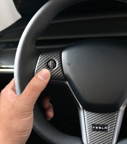 Steering Wheel Panel Wrap Cover Gear Shifter Cover For 2017-2023 Tesla Model 3 - Picture 6 of 6