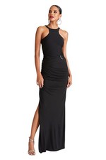 HALSTON Lang Gown Womens in Black Jersey 8 Womens Maxi Dress
