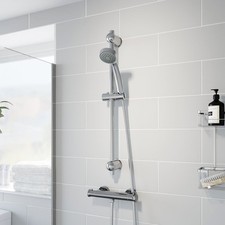 Thermostatic Bar Valve Shower Round Adjustable Head Wall Mounted Chrome