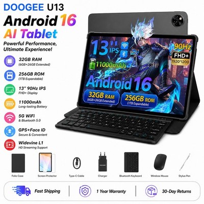 DOOGEE U13 Android 16 Tablet 32GB+256GB 11000mAh Gaming 13 Zoll Tablet Octa Core