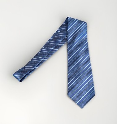 Mens Brioni 100% Silk Tie   Dark Blue Multi Diagonal Striped   NWT