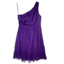 J.Crew Purple 100% Silk Chiffon One Shoulder Cocktail Dress Size 8 Party Wedding