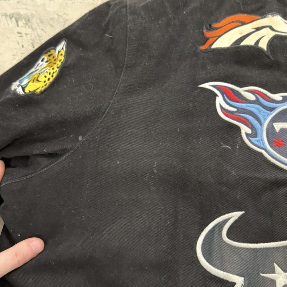 NFL All Team Logo Patch Varsity Jacket Black Quil… - image 4
