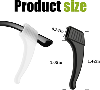 6-Pack Ear Grip Anti-Slip Silicone Eyeglasses Retainers – Soft, Elastic Hooks For Sports & Outdoor Activities (Black, Fits Most Frames)