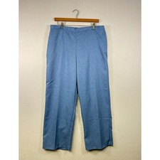 Alfred Dunner Women's Blue Elastic Waist Pants Size 16 Wide Leg Casual Comfort
