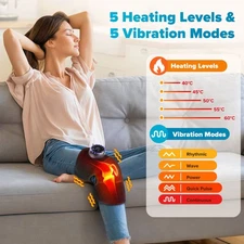 Electric Knee Massager, 5 Heat & 5 Vibration Modes, Adjustable Wrap, Pain Relief