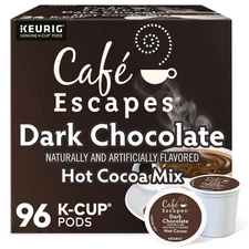 Café Escapes Dark Chocolate Hot Cocoa Keurig Single-Serve K-Cup Pods, 96CA