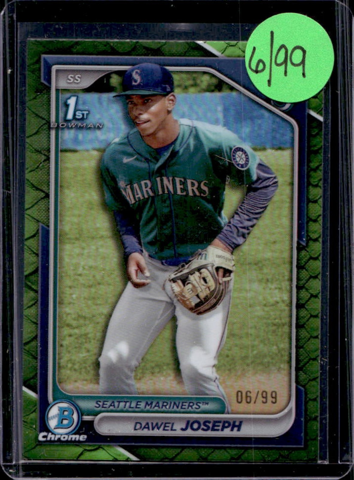 2024 Bowman Chrome Dawel Joseph Reptilian Green Refractor 1st Prospect #6/99
