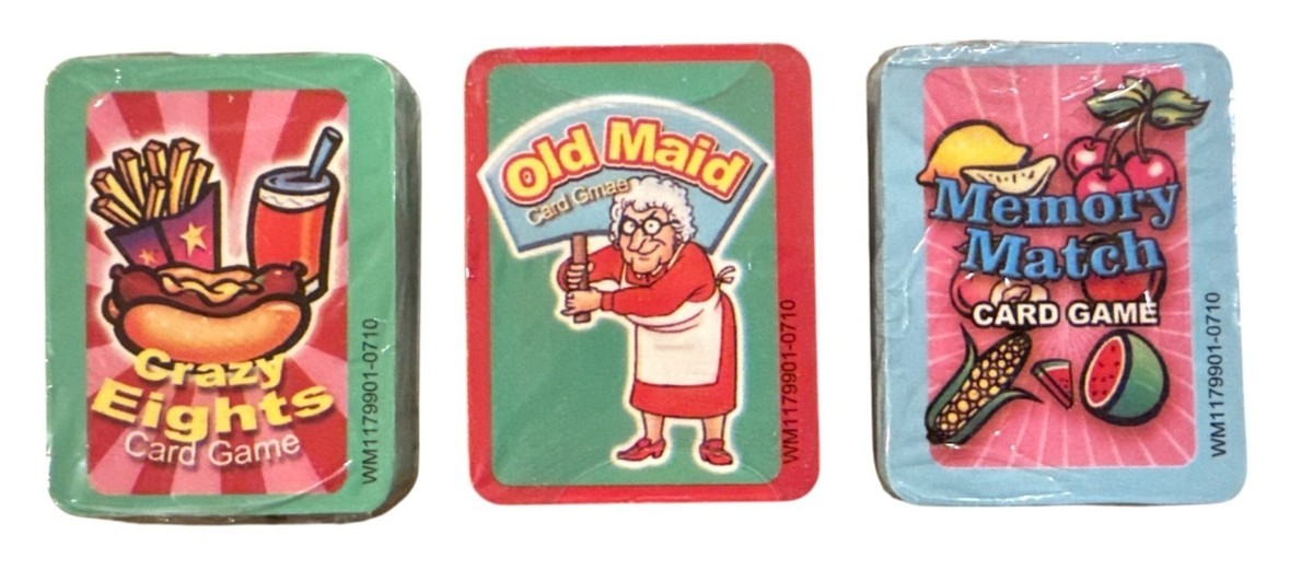 Crazy Eights + Old Maid + Memory Match 3pc Set MINI Cards 2