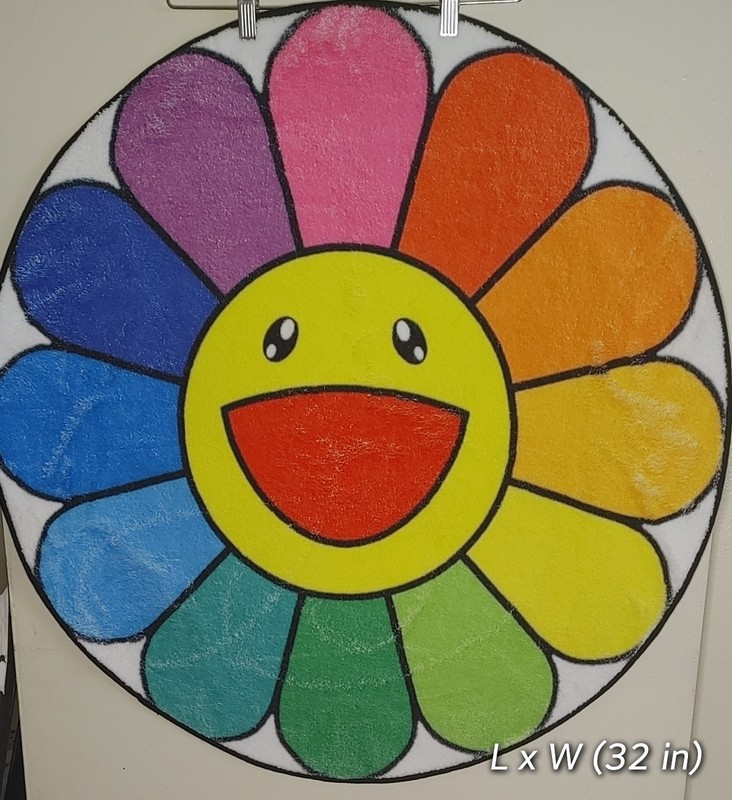 MURAKAMI Flower Custom Super Soft / Plush Fluffy Detailed Circular Area Tuft Rug