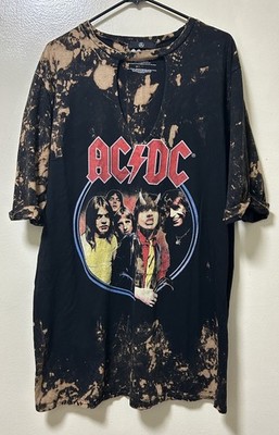 AC/DC Women's Highway to Hell Bleached Cut Out T-Shirt Dress - Size Medium