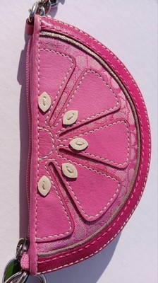 Vintage Coach Pink Grapefruit Fruit Slice Coin Purse Bag