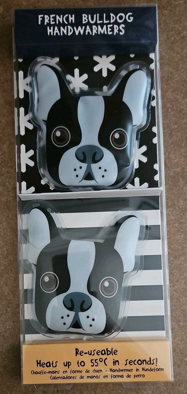 French Bulldog Handwarmer Set of 2  Reusable NEW in Box puppy dog Boston Terrier