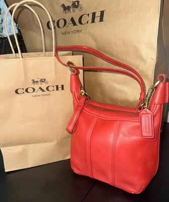 VTG Rare Coach # 6953 Red Leather Mini Amanda brass gold tone hardware Authentic
