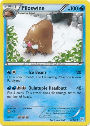 Piloswine - 27/135 - Uncommon (Lp) Plasma Storm - Water Pokémon