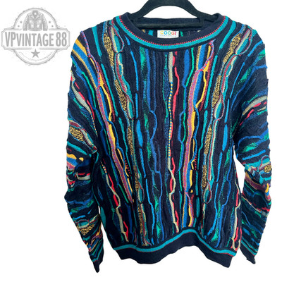 Vintage Coogi 90s Australia Knit Sweater Unisex Bold 3D Colourful Rare Jumper