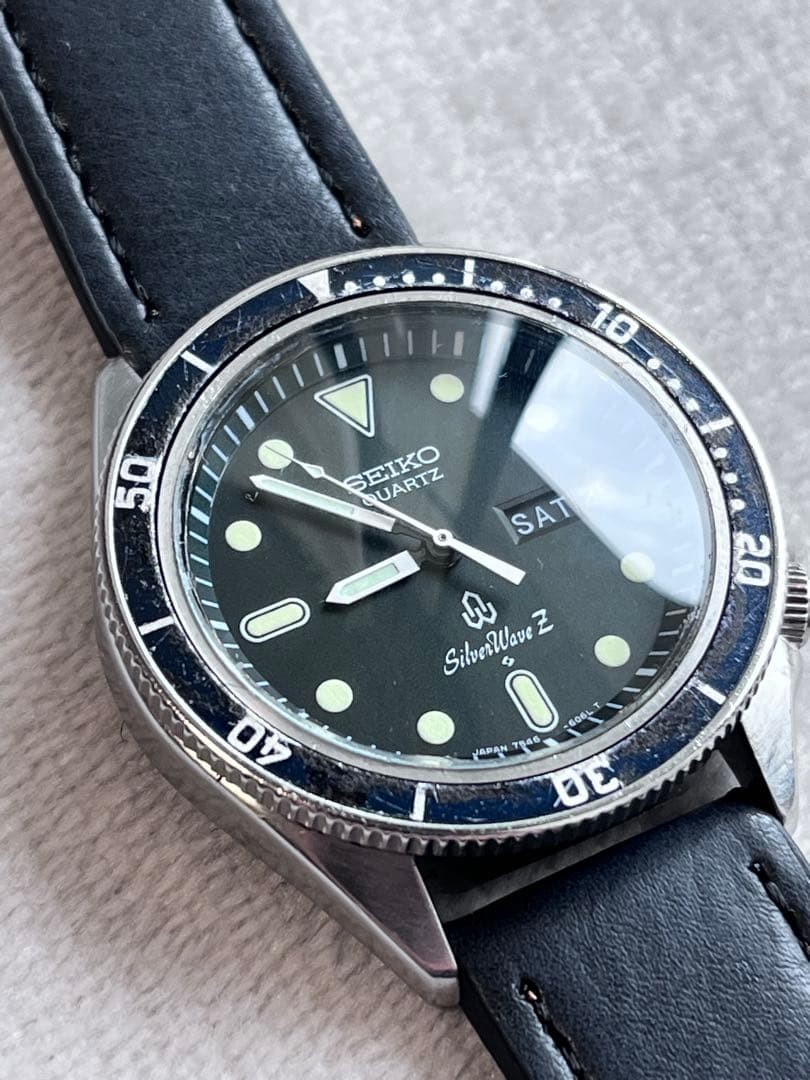 SEIKO Silver Wave Z 7546-6060 Quartz Black Dial Worki… - Gem