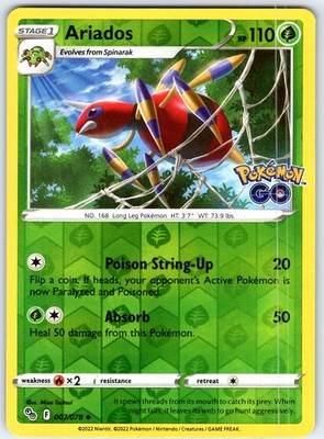 Ariados Uncommon Pokemon GO Reverse Holo 007/078 LP