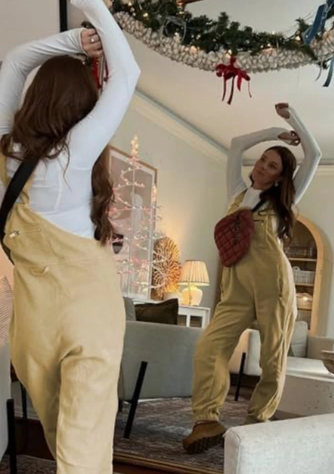 Monos informales holgados con tirantes de invierno #301 para mujer de vellón difuso #301 Foto 2 de 4