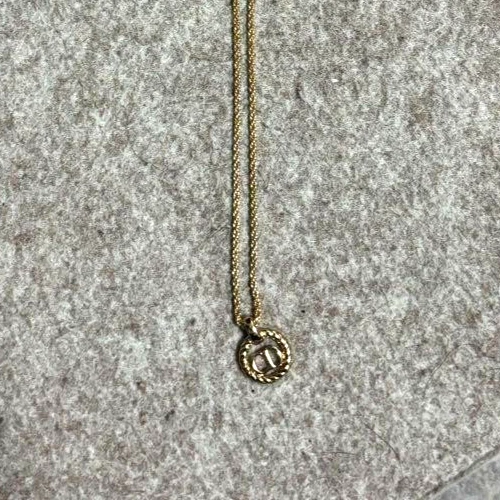 Collana Christian Dior ciondolo metallo oro catena semplice autentica vintage Giappone