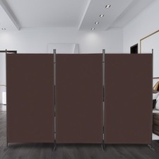 3 Panels Privacy Screen Panels Folding Room Wall Divider with Stable Foot Brown