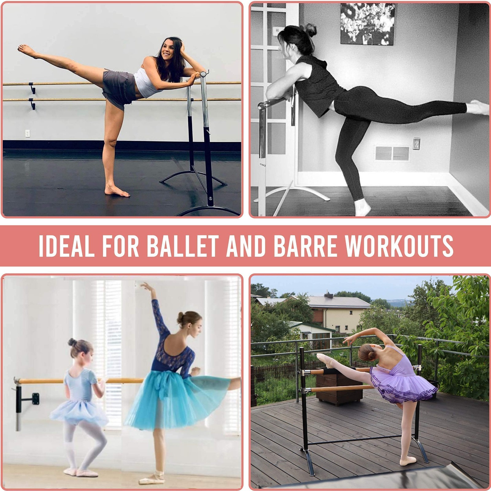 Ballet Barre Portable for Home or Studio, Freestanding Adjustable Bar for Str... thumbnail 5