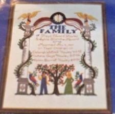 1978 Personalized "Family Tree" Crewel Kit 14x18"