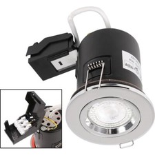 Polished Chrome Fire Rated Fixed Ceiling Downlights Spotlights GU10 - Pack of 10