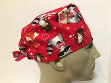Scrub Hat/Skull Cap Mens BU - Animals - Valentines