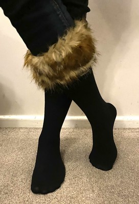 Faux Fur Cuff Boot Welly Warm Liner 