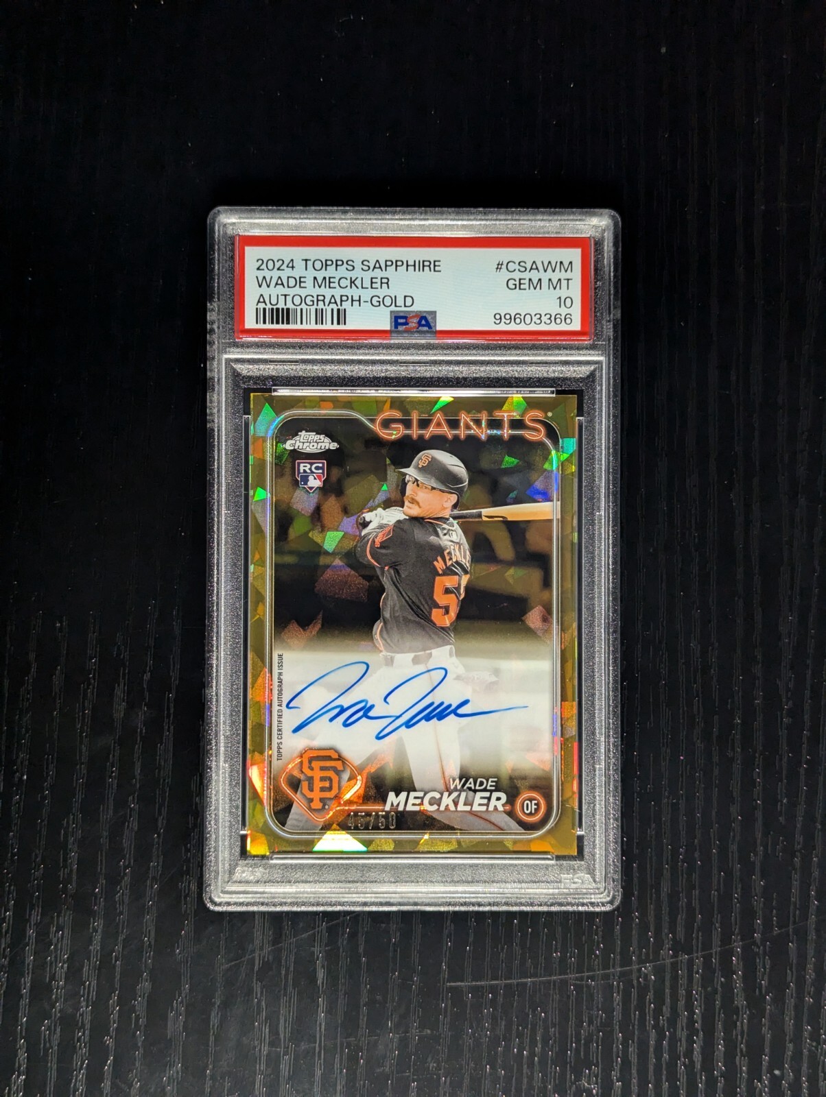 2024 Topps Chrome Sapphire Wade Meckler Gold Rookie Auto */50 PSA 10
