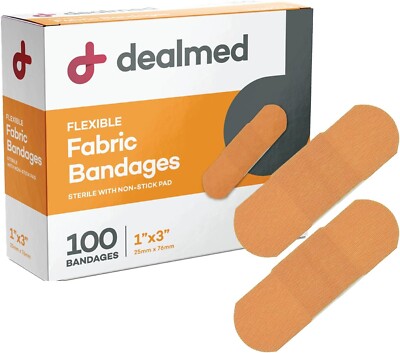 Dealmed Sterile Flexible Fabric Adhesive Bandages   1x3 Inch   100/Box - Breatha
