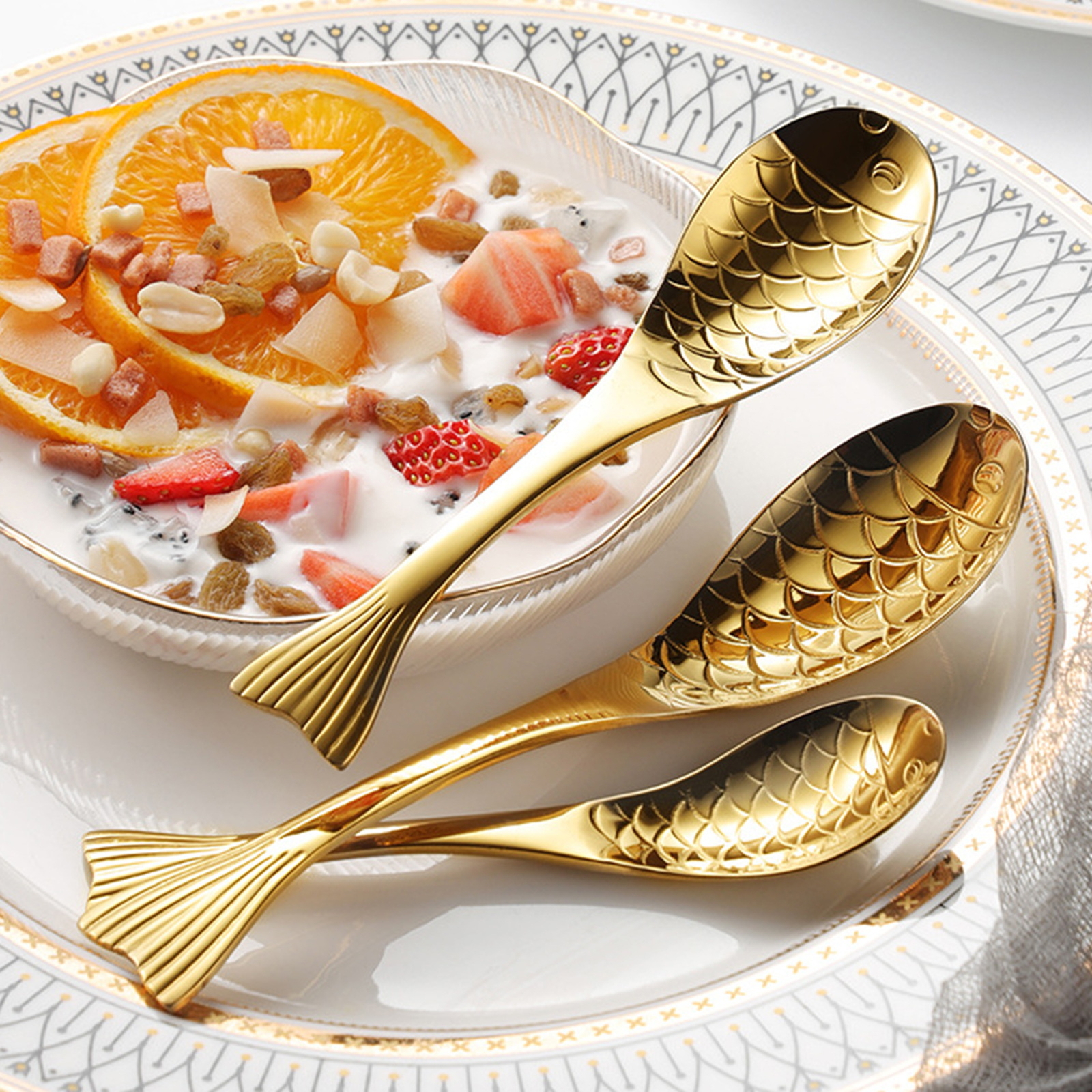 Long-lasting Kitchen Tool Heat-resistant Utensil Fish-shaped Dessert Spoon