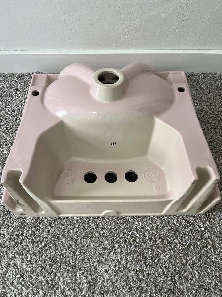Vintage 19”x17” Eljer Pink Bathroom Sink One Of A Pair - Image 2 of 4
