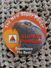 CITGO SUPER PREMIUM 3" gasoline oil pinback button ^