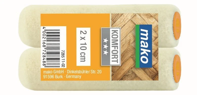 MAKO GMBH Lackwalze Versiegelungswalze Lackierrolle Velour zähflüssige Lacke 10cm breit